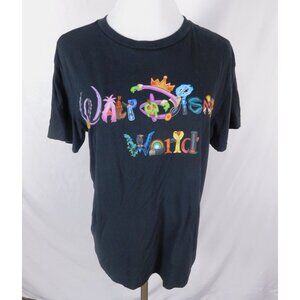 Walt Disney World Multicolor Logo Graphic T-Shirt S Black Cotton Unisex
